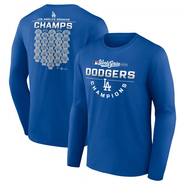 Los Angeles Dodgers Royal 2025 World Series Champions Jersey Roster Long Sleeve T-Shirt