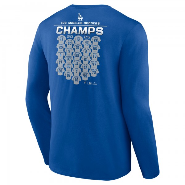 Los Angeles Dodgers Royal 2025 World Series Champions Jersey Roster Long Sleeve T-Shirt