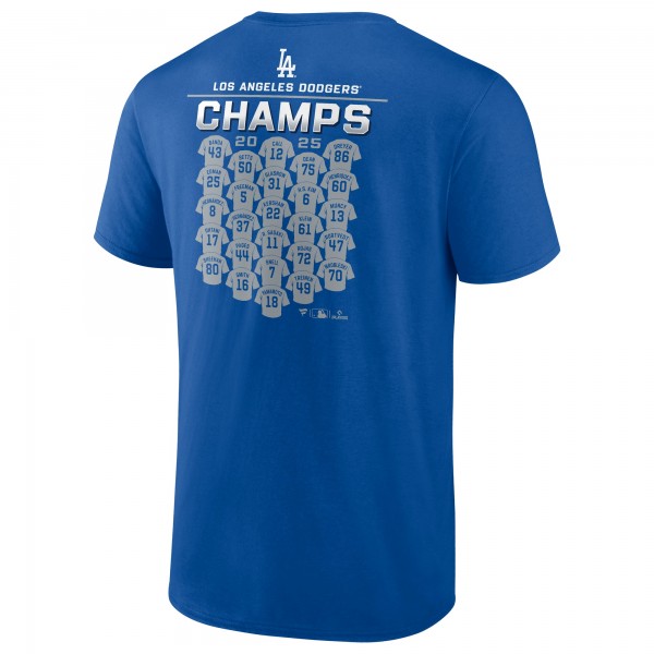 Los Angeles Dodgers Royal 2025 World Series Champions Jersey Roster T-Shirt
