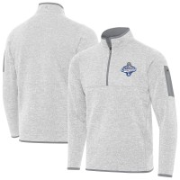 Los Angeles Dodgers Antigua Heather Gray Back-to-Back World Series Champions Fortune Quarter-Zip Pullover