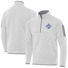 Los Angeles Dodgers Antigua Heather Gray Back-to-Back World Series Champions Fortune Quarter-Zip Pullover