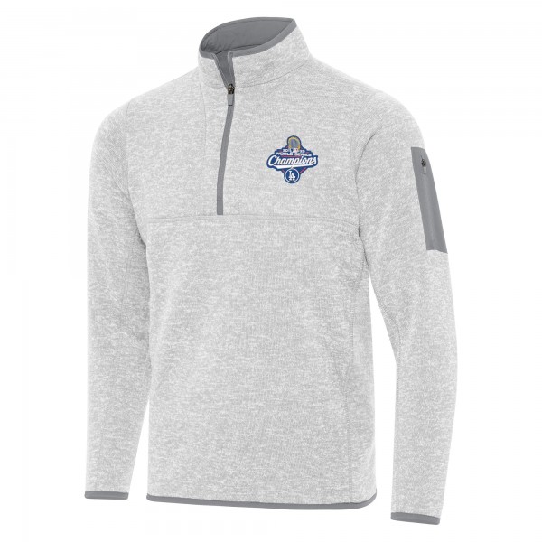 Los Angeles Dodgers Antigua Heather Gray 2025 World Series Champions Fortune Quarter-Zip Jacket