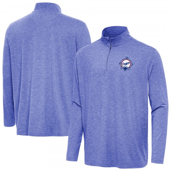 Los Angeles Dodgers Antigua Heather Royal Back-to-Back World Series Champions Hunk Quarter-Zip Pullover