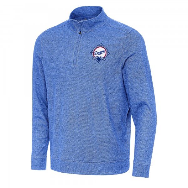 Los Angeles Dodgers Antigua Heather Royal Back-to-Back World Series Champions Subtle Quarter-Zip Pullover