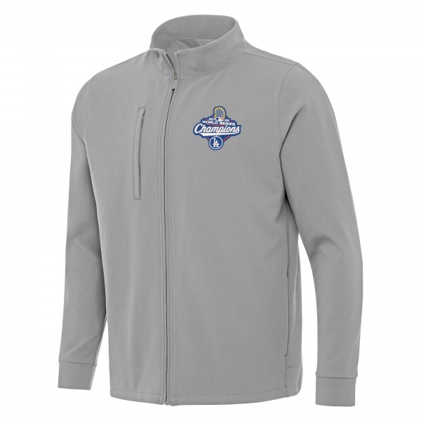 Los Angeles Dodgers Antigua Gray Back-to-Back World Series Champions Regard Full-Zip Jacket