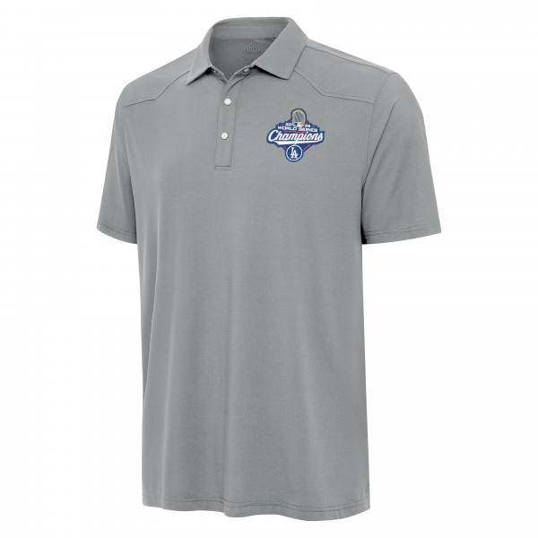 Los Angeles Dodgers Antigua Gray Back-to-Back World Series Champions Western Polo