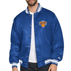 Куртка New York Knicks Starter Blue Printed Team Logo Satin Varsity Full-Snap