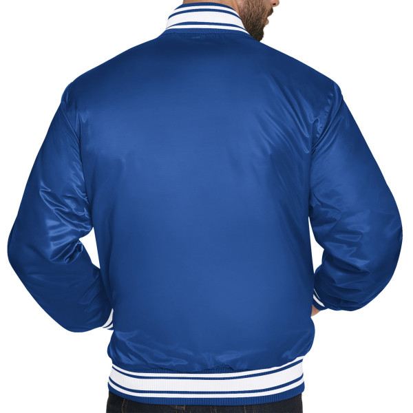 Куртка New York Knicks Starter Blue Printed Team Logo Satin Varsity Full-Snap