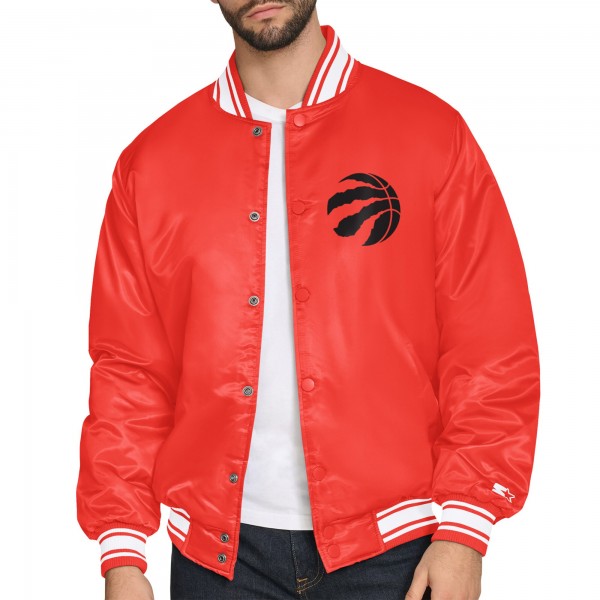 Toronto Raptors Starter Red Printed Team Logo Satin Varsity Full-Snap Jacket