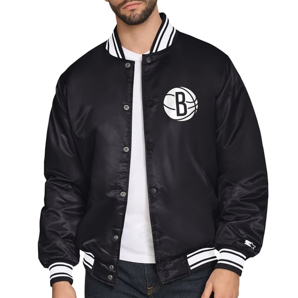Рубашка Brooklyn Nets Starter Black Printed Team Logo Satin Varsity Jacket