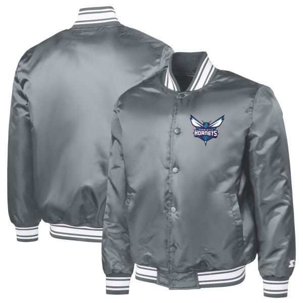 Рубашка Charlotte Hornets Starter Gray Printed Team Logo Satin Varsity Jacket