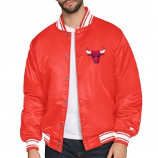 Chicago Bulls Starter Red Printed Team Logo Satin Varsity Full-Snap Jacket