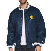 Indiana Pacers Starter Navy Printed Team Logo Satin Varsity Full-Snap Jacket
