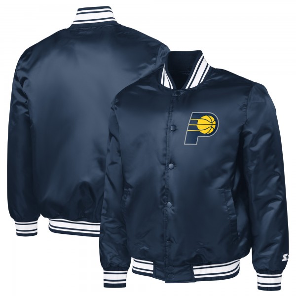 Indiana Pacers Starter Navy Printed Team Logo Satin Varsity Full-Snap Jacket