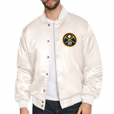 Denver Nuggets Starter Cream Double Team Satin Varsity Full-Snap Jacket