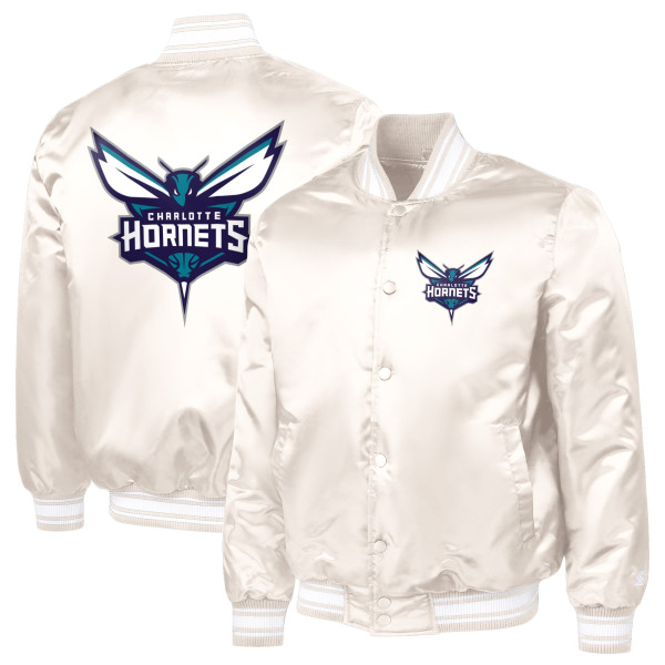 Рубашка Charlotte Hornets Starter Cream Double Team Satin Varsity Jacket