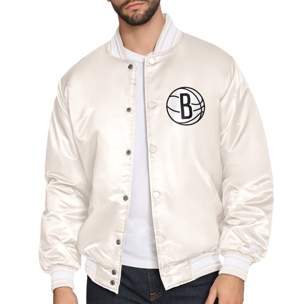 Рубашка Brooklyn Nets Starter Cream Double Team Satin Varsity Jacket