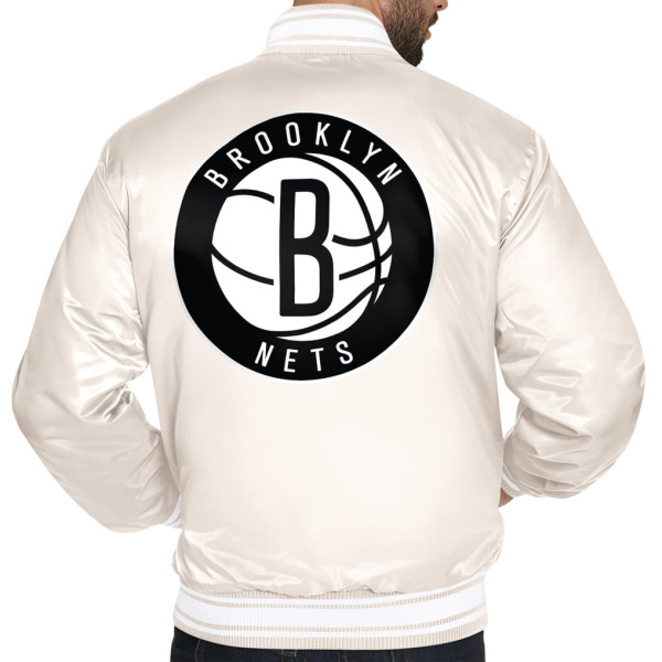 Рубашка Brooklyn Nets Starter Cream Double Team Satin Varsity Jacket