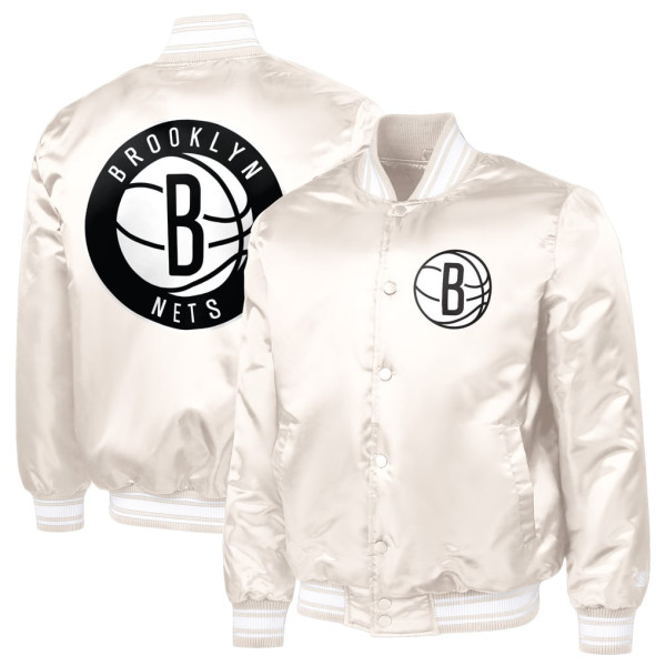 Рубашка Brooklyn Nets Starter Cream Double Team Satin Varsity Jacket