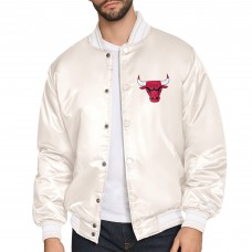 Chicago Bulls Starter Cream Double Team Satin Varsity Full-Snap Jacket