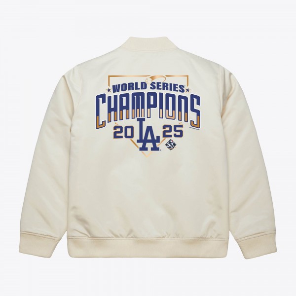 Los Angeles Dodgers Mitchell & Ness Cream 2025 World Series Champions Full-Zip Bomber Jacket