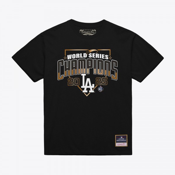 Los Angeles Dodgers Mitchell & Ness Black 2025 World Series Champions Arch T-Shirt