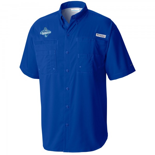 Los Angeles Dodgers Columbia Royal 2025 World Series Champions Tamiami Short Sleeve Button-Up Shirt
