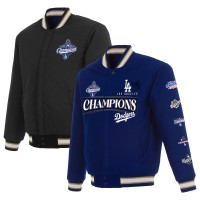 Los Angeles Dodgers JH Design Royal/Black 2025 World Series Champions Reversible Wool Full-Snap Jacket