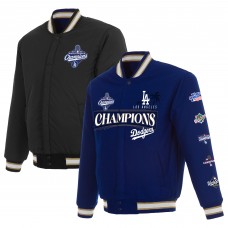 Los Angeles Dodgers JH Design Royal/Black 2025 World Series Champions Reversible Wool Full-Snap Jacket