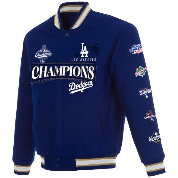 Los Angeles Dodgers JH Design Royal/Black 2025 World Series Champions Reversible Wool Full-Snap Jacket