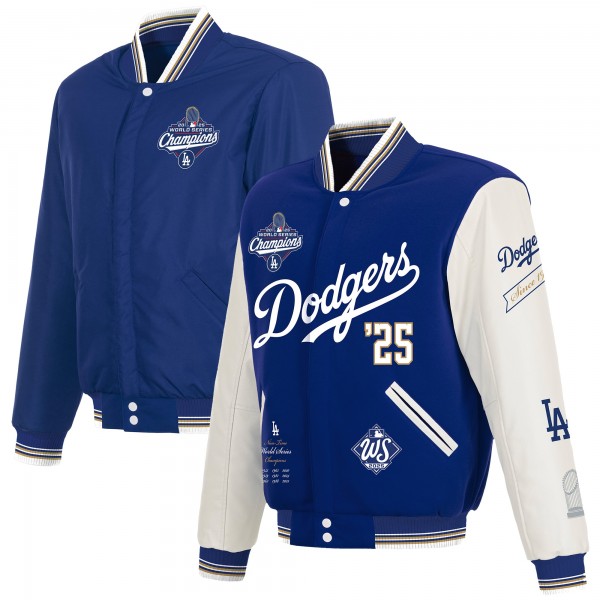 Los Angeles Dodgers JH Design Royal/White 2025 World Series Champions Reversible Varsity Full-Snap Jacket