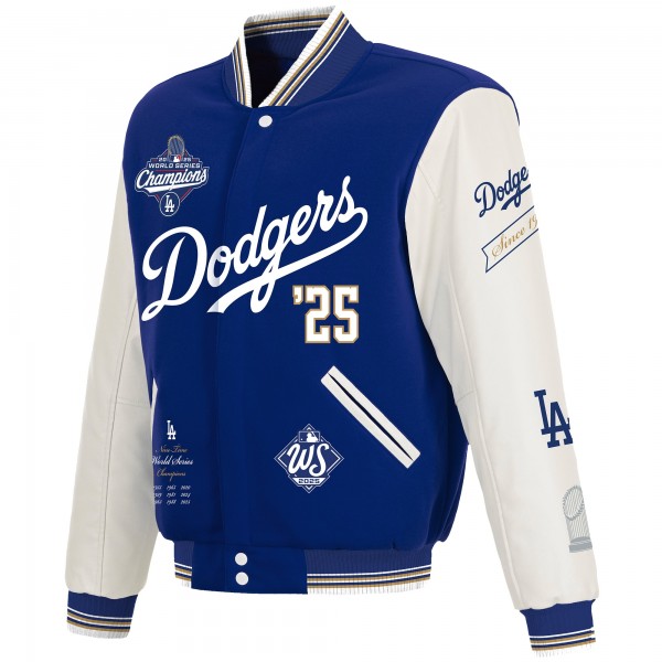 Los Angeles Dodgers JH Design Royal/White 2025 World Series Champions Reversible Varsity Full-Snap Jacket