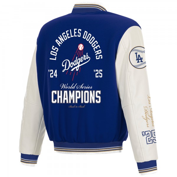 Los Angeles Dodgers JH Design Royal/White 2025 World Series Champions Reversible Varsity Full-Snap Jacket