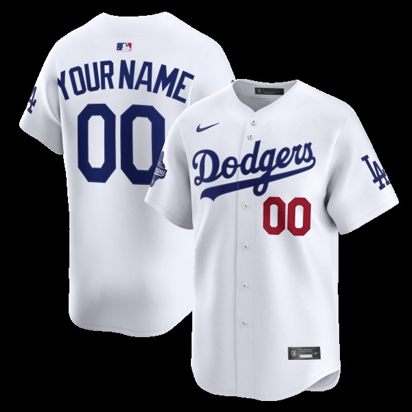 Los Angeles Dodgers Nike White 2025 World Series Champions Home Custom Limited Jersey