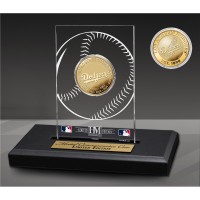 Los Angeles Dodgers Highland Mint Nine-Time World Series Champions Acrylic Gold Coin Desk Top Display