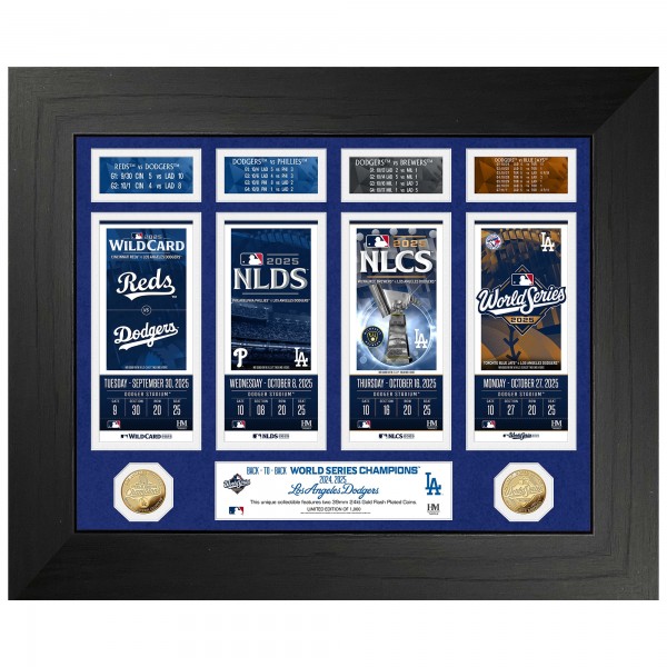 Los Angeles Dodgers Highland Mint 2025 World Series Champions 18 x 22 Road To Ticket Gold Coin Photo Mint
