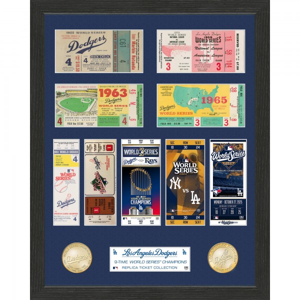 Los Angeles Dodgers Highland Mint Nine-Time World Series Champions 13 x 16 Bronze Coin Ticket Photo Mint
