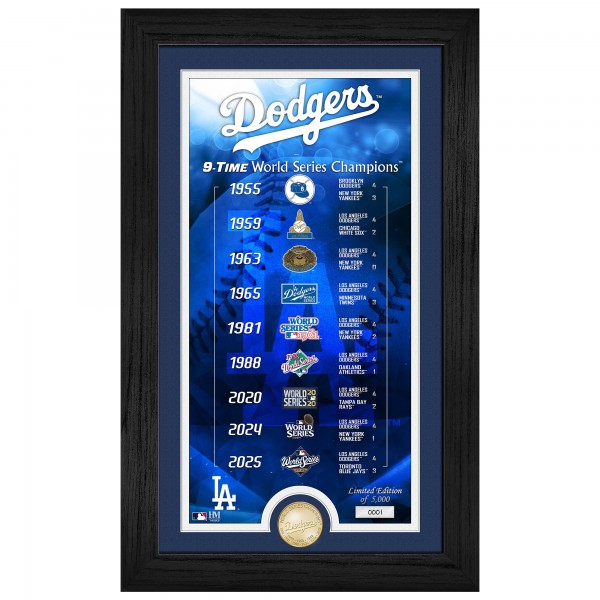 Los Angeles Dodgers Highland Mint Nine-Time World Series Champions 12 x 20 Legacy Bronze Coin Photo Mint