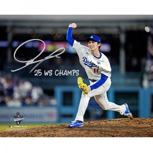 Roki Sasaki Los Angeles Dodgers Autographed Fanatics Authentic 2025 World Series Champions 16 x 20 Photograph with 25 WS Champs Inscription