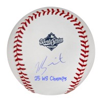 Will Smith Los Angeles Dodgers Autographed Fanatics Authentic 2025 World Series Logo Baseball with 25 WS Champs Inscription