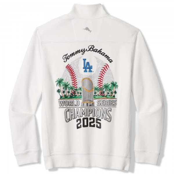 Los Angeles Dodgers Tommy Bahama White 2025 World Series Champions Montego Bay Half-Zip Jacket