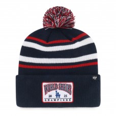Los Angeles Dodgers 47 Navy 2025 World Series Champions Pom Knit Hat