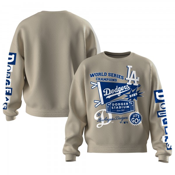 Женская Los Angeles Dodgers Fanatics Beige 2025 World Series Champions Pennant Spirit Jersey Fleece Sweatshirt