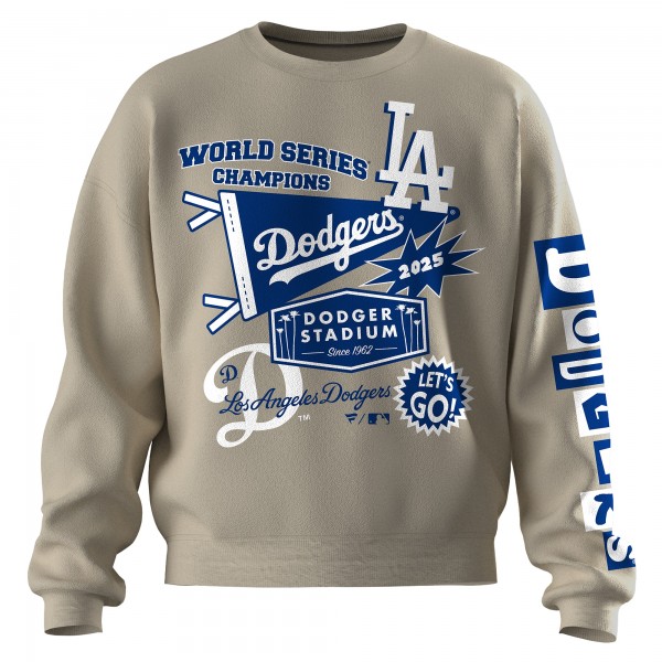 Женская Los Angeles Dodgers Fanatics Beige 2025 World Series Champions Pennant Spirit Jersey Fleece Sweatshirt