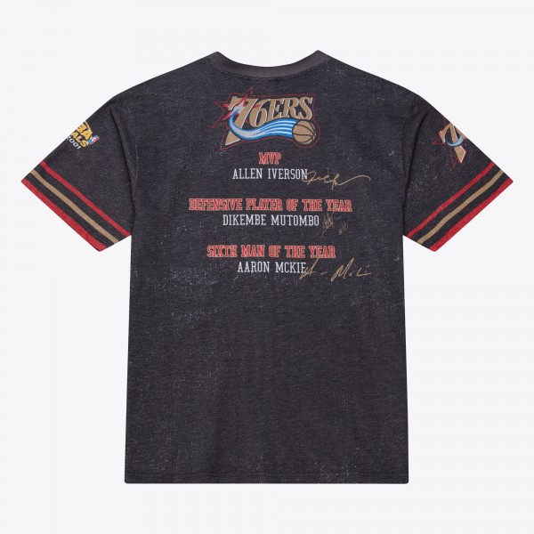 Philadelphia 76ers Mitchell & Ness Black Hardwood Classics Originals Collection 2000-2001 Team Roster T-Shirt