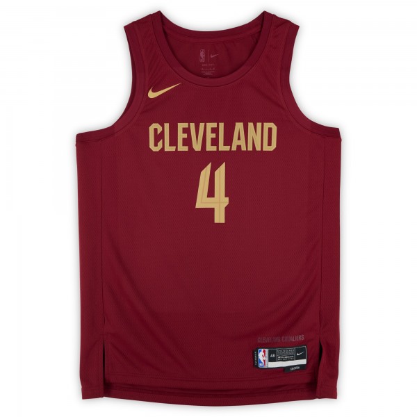 Evan Mobley Cleveland Cavaliers Autographed Fanatics Authentic Red Nike 2022-23 Icon Edition Swingman Jersey with 4th Quarter EV Inscription