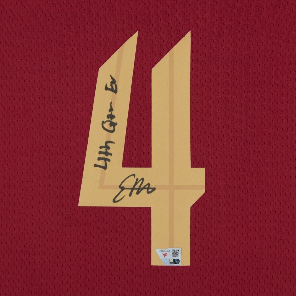 Evan Mobley Cleveland Cavaliers Autographed Fanatics Authentic Red Nike 2022-23 Icon Edition Swingman Jersey with 4th Quarter EV Inscription