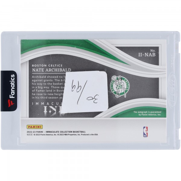 Nate Archibald Boston Celtics Autographed 2022-23 Panini Immaculate Collection Immaculate Ink #II-NAB #30/99 Card