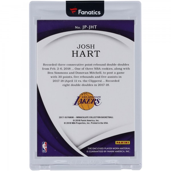 Josh Hart Los Angeles Lakers 2017-18 Panini Immaculate Collection Jersey Number Tri-Color Relic #JP-JHT #60/75 Card