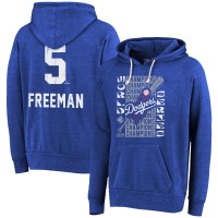 Los Angeles Dodgers Freddie Freeman Majestic Threads Royal 2025 World Series Champions Name & Number Tri-Blend Hoodie